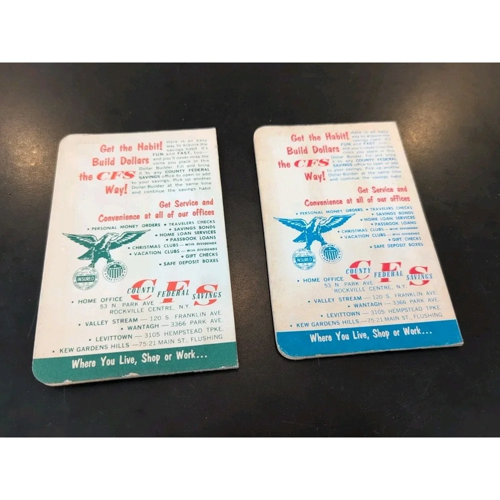 Two Vintage Handy Dollar Builders Money Saving Booklets. County Federal Savings